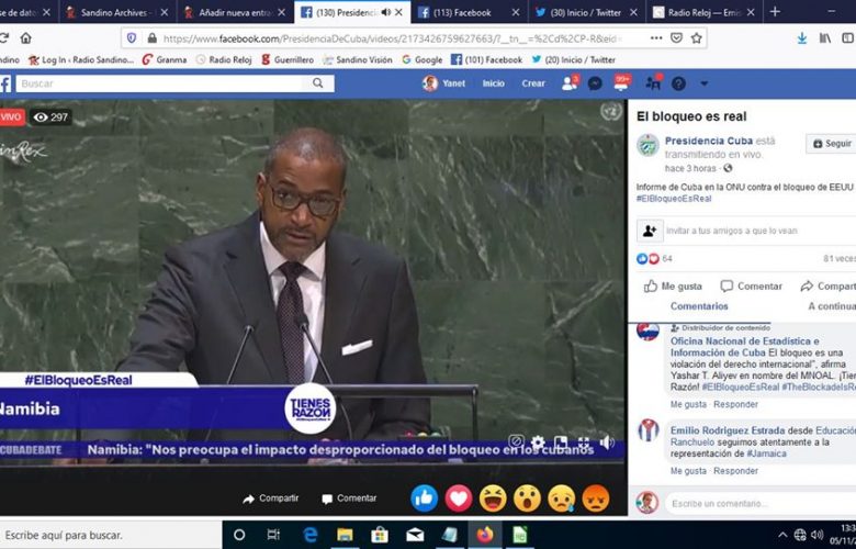 Representante de Namibia plantea su preocupación en la incidencia del bloqueo sobre Cuba