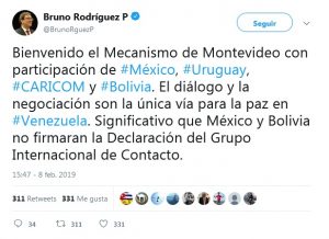 Canciller de Cuba apoya Mecanismo de Montevideo