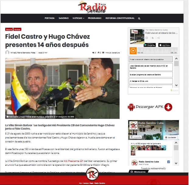 Página Web de RadioSandino en Pinar del Río
