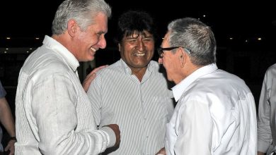 Díaz-Canel, Evo Morales y Raúl Castro compartieron impresiones en el aeropuerto de La Habana