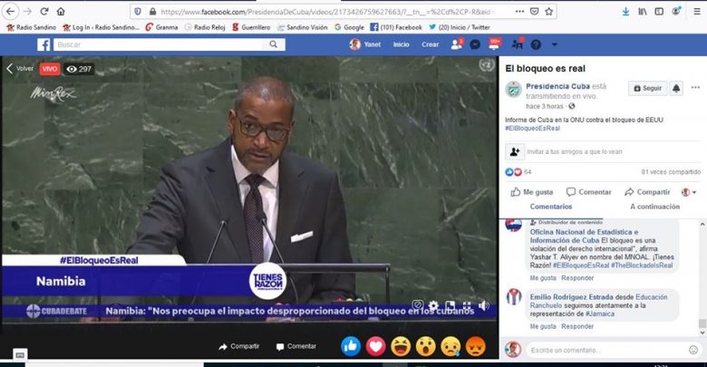 Representante de Namibia plantea su preocupación en la incidencia del bloqueo sobre Cuba