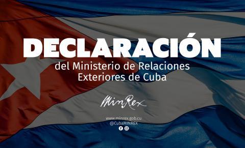 Declaración del Ministerio de Relaciones Exteriores de Cuba