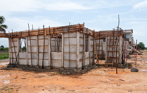 Construcción de viviendas en Sandino