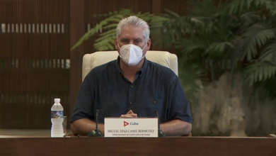 Miguel Díaz-Canel durante su comparecencia en condena de radio-televisión.