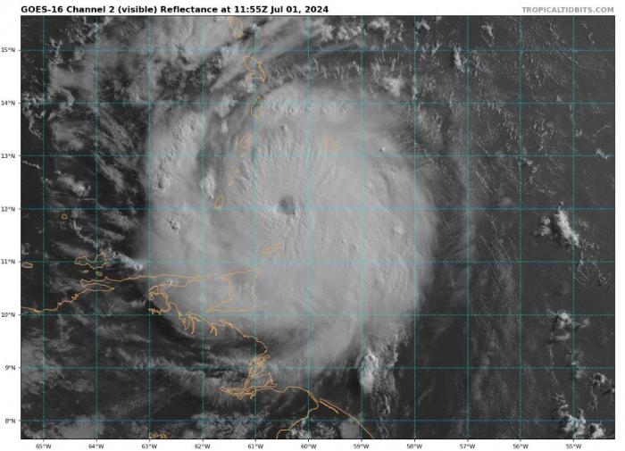 Huracán Beryl, el más intenso para un mes de junio