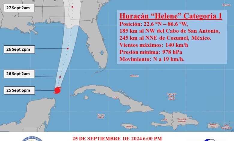Helene se intensifica ligeramente sobre el Golfo de México