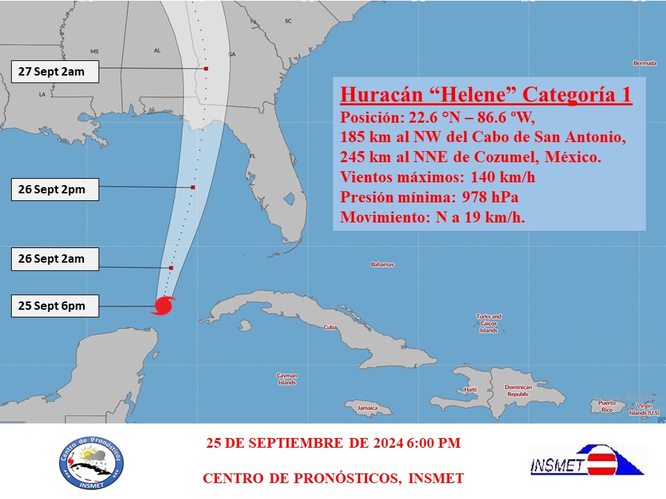 Helene se intensifica ligeramente sobre el Golfo de México